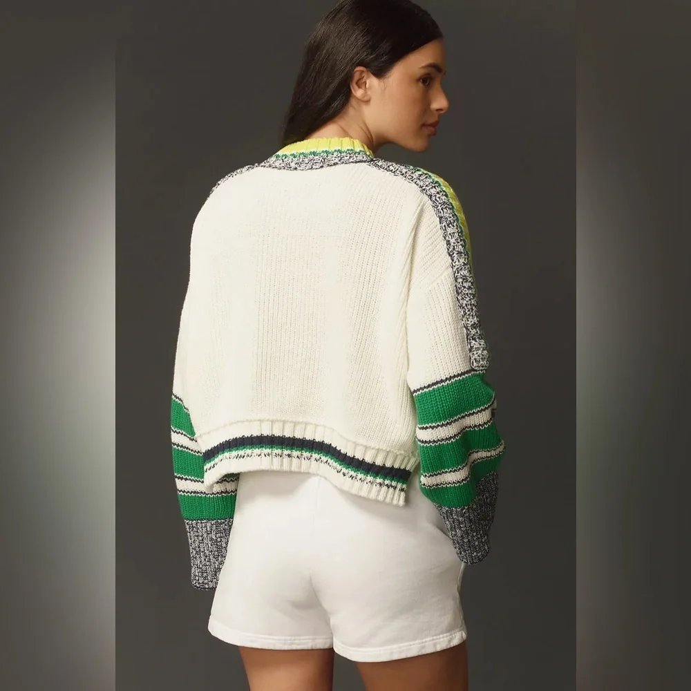 NWT Size L - Daily Practice Cotton Le Tour Crop Crew-Neck Sweater - Picture 5 of 16